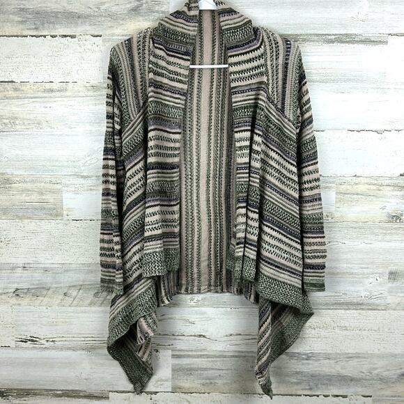 Moral Fiber Women’s M Multicolor Striped Knit Boho Long Sleeve Cardigan Kimono - Picture 1 of 5